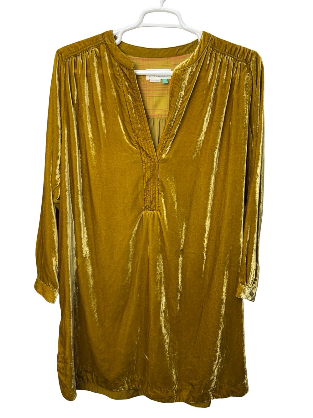 Velvet Tunic Dress in Mustard Gold